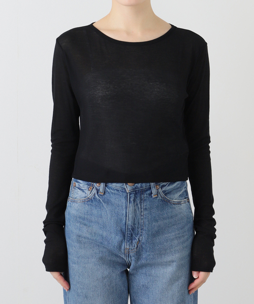 Tu es mon TRESOR（トゥ エ モン トレゾア）の「【TU ES MON TRESOR/トゥ エ モン トレゾア】 Crew Neck Cropped Top（Tシャツ/カットソー・レディース・ホワイト/ブラック・MEDIUM）」の9枚目の写真