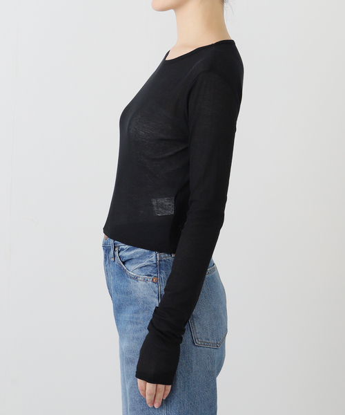 Tu es mon TRESOR（トゥ エ モン トレゾア）の「【TU ES MON TRESOR/トゥ エ モン トレゾア】 Crew Neck Cropped Top（Tシャツ/カットソー・レディース・ホワイト/ブラック・MEDIUM）」の10枚目の写真