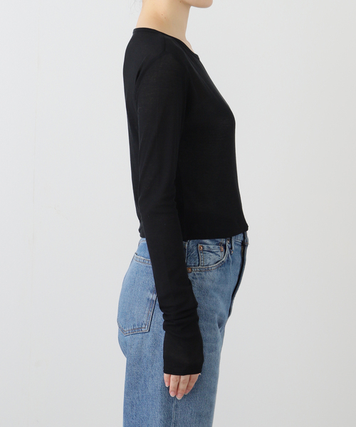 Tu es mon TRESOR（トゥ エ モン トレゾア）の「【TU ES MON TRESOR/トゥ エ モン トレゾア】 Crew Neck Cropped Top（Tシャツ/カットソー・レディース・ホワイト/ブラック・MEDIUM）」の12枚目の写真