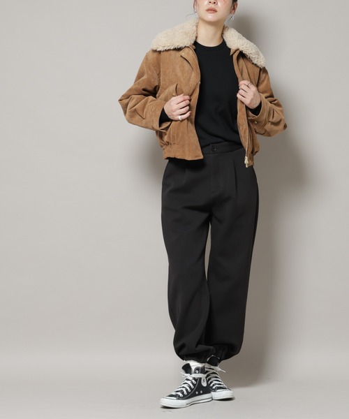 NANO universe（ナノユニバース）の「ダンボールジョガーパンツ（その他パンツ・レディース・ブラック/オフホワイト・M/S）」の2枚目の写真