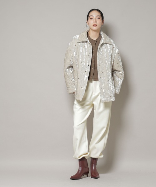 NANO universe（ナノユニバース）の「ダンボールジョガーパンツ（その他パンツ・レディース・ブラック/オフホワイト・M/S）」の10枚目の写真