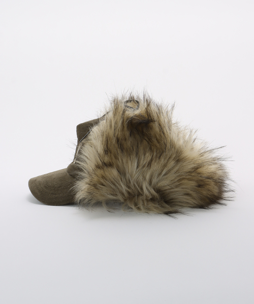 OPEN Yy（オープンワイワイ）の「【Geek Office / ギークオフィス】OPEN YY Woven FAUX FUR CORDUROY EARFLAP（キャップ・レディース・カーキ・FREE）」の3枚目の写真