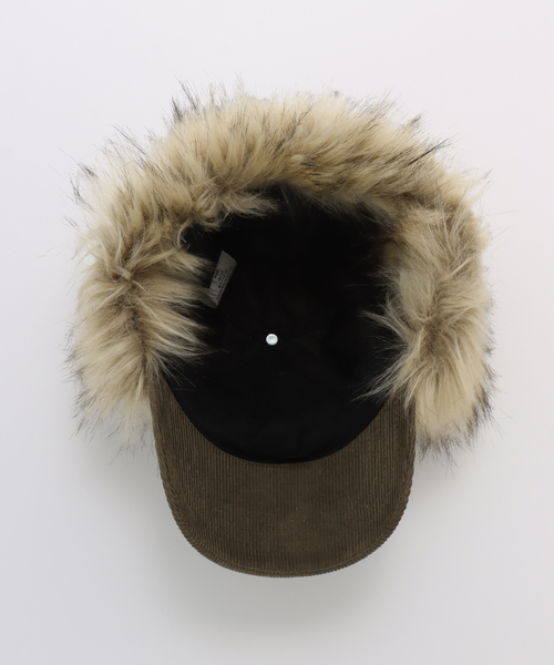 OPEN Yy（オープンワイワイ）の「【Geek Office / ギークオフィス】OPEN YY Woven FAUX FUR CORDUROY EARFLAP（キャップ・レディース・カーキ・FREE）」の6枚目の写真