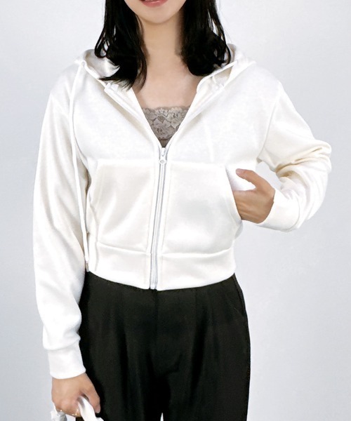 セール】【あったか裏ボアシリーズ】ショート丈裏ボアジップパーカー