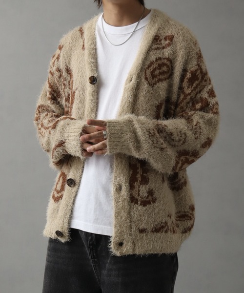 Art re A select（アトリエセレクト）の「シャギー×モヘアタッチ オーバーサイズ カーディガン（カーディガン/ボレロ・メンズ・ホワイト系/グレー系/ブラック系・FREE）」の2枚目の写真