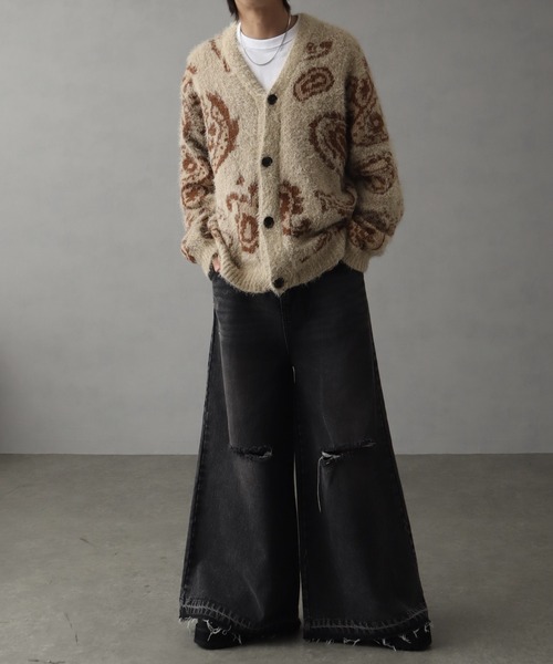 Art re A select（アトリエセレクト）の「シャギー×モヘアタッチ オーバーサイズ カーディガン（カーディガン/ボレロ・メンズ・ホワイト系/グレー系/ブラック系・FREE）」の10枚目の写真