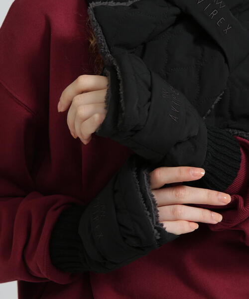 AVIREX（アヴィレックス）の「《直営店限定》QUILTING FUR GLOVE/キルティング ファー グローブ（手袋・レディース・オリーブ系/ブラック・F）」の18枚目の写真