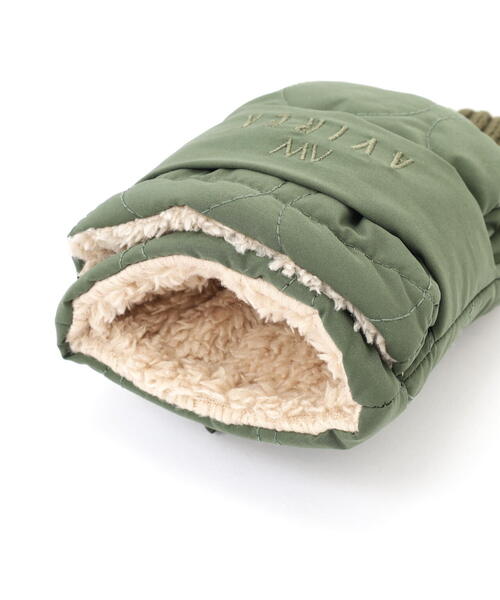 AVIREX（アヴィレックス）の「《直営店限定》QUILTING FUR GLOVE/キルティング ファー グローブ（手袋・レディース・オリーブ系/ブラック・F）」の11枚目の写真