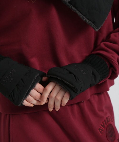 AVIREX（アヴィレックス）の「《直営店限定》QUILTING FUR GLOVE/キルティング ファー グローブ（手袋・レディース・オリーブ系/ブラック・F）」の7枚目の写真