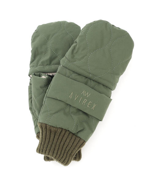 AVIREX（アヴィレックス）の「《直営店限定》QUILTING FUR GLOVE/キルティング ファー グローブ（手袋・レディース・オリーブ系/ブラック・F）」の5枚目の写真