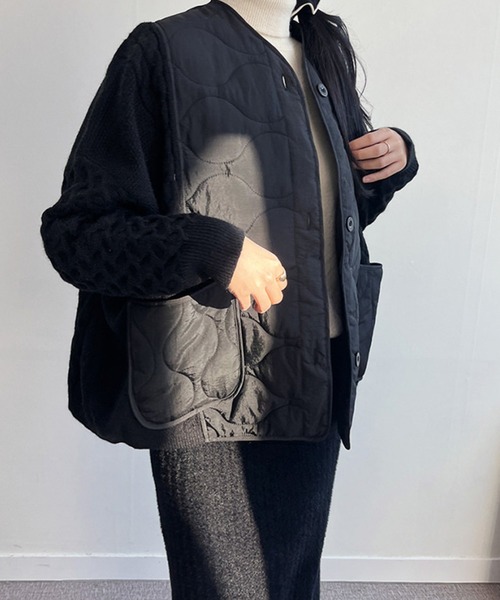 ニットドッキングキルティングジャケット（ダウンジャケット/コート