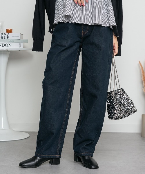 RCD(アールシーディー)の「デニムカーヴィーパンツ(その他パンツ・レディース・ブルー/ワンウォッシュ/ネイビー・LL/3L/4L/M/L)」の3枚目の写真
