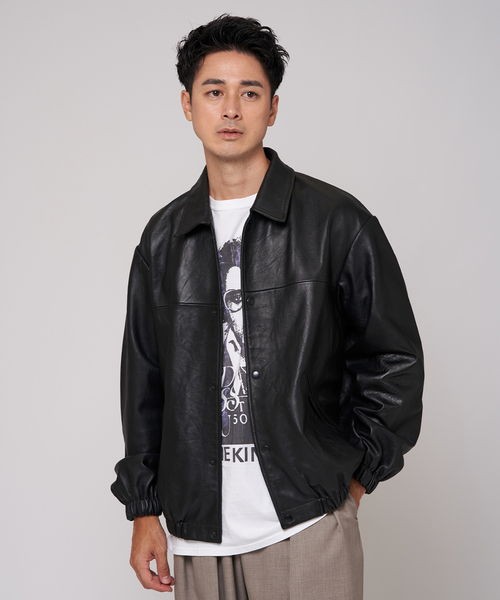 EDIFICE べジタブルラムレザー コーチジャケット べジタブルラムレザー コーチジャケット（レザージャケット）｜EDIFICE