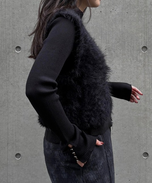 &g'aime(アンジェム)の「【&g'aime】シャギーWジップベスト Shaggy Double-Zip Vest(ベスト・レディース・ブラック/グレー/チャコールグレー・FREE)」の8枚目の写真