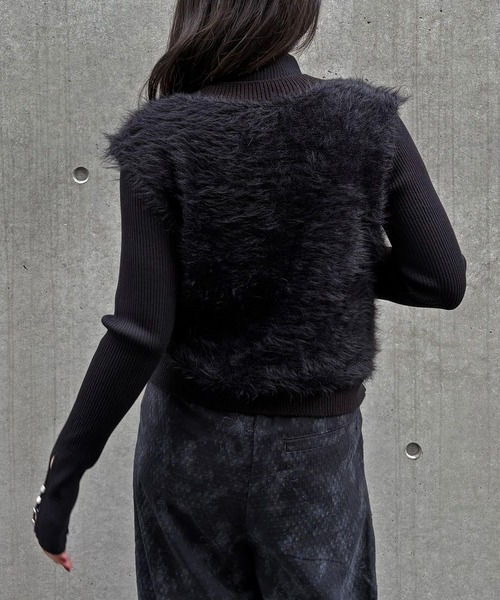 &g'aime(アンジェム)の「【&g'aime】シャギーWジップベスト Shaggy Double-Zip Vest(ベスト・レディース・ブラック/グレー/チャコールグレー・FREE)」の10枚目の写真