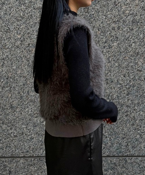 &g'aime(アンジェム)の「【&g'aime】シャギーWジップベスト Shaggy Double-Zip Vest(ベスト・レディース・ブラック/グレー/チャコールグレー・FREE)」の18枚目の写真
