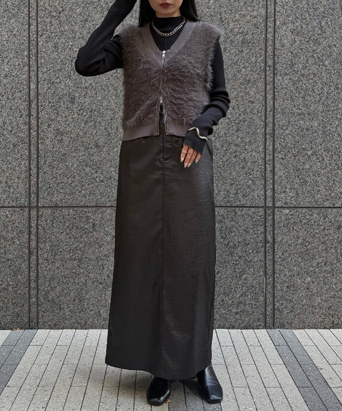 &g'aime(アンジェム)の「【&g'aime】シャギーWジップベスト Shaggy Double-Zip Vest(ベスト・レディース・ブラック/グレー/チャコールグレー・FREE)」の21枚目の写真