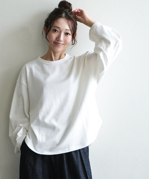 SOLAMONAT(ソラモナ)の「ペンネ天竺 袖タックプルオーバー(Tシャツ/カットソー・レディース・ブラック/ホワイト/キナリ/杢グレー・FREE)」の6枚目の写真
