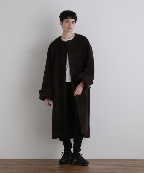 セール】《LE PHIL SPORTS》ボアパイルロングコート（ノーカラーコート