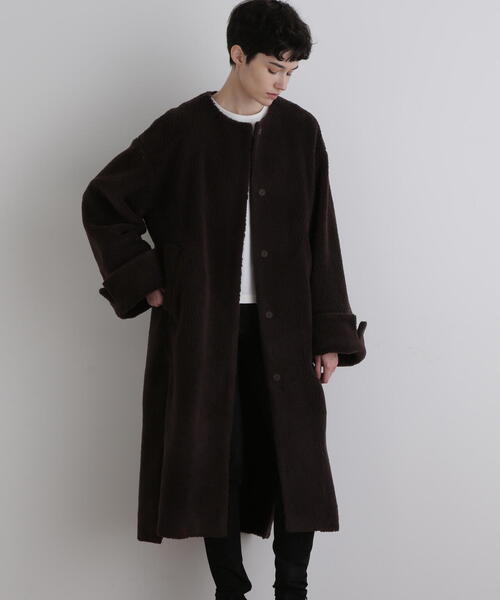 LE PHIL SPORTS》ボアパイルロングコート（ノーカラーコート）｜LE