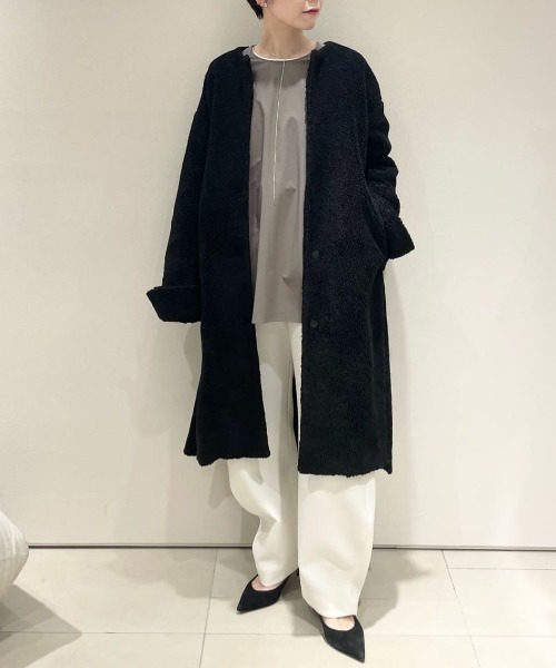 セール】《LE PHIL SPORTS》ボアパイルロングコート（ノーカラーコート