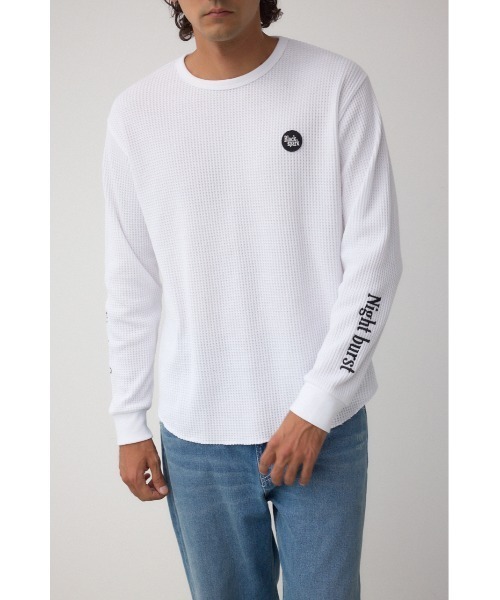 AZUL by moussy（アズールバイマウジー）の「袖刺繍ワッフルトップス（Tシャツ/カットソー・メンズ・グレー/ブラック/ホワイト・SMALL/MEDIUM/LARGE）」の2枚目の写真