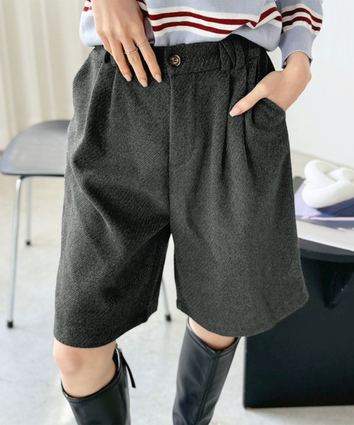 Jewelobe（ジュエローブ）の「ウールタッチタックハーフパンツ（その他パンツ・レディース・グレー/ブラック/ブラウン・FREE）」の6枚目の写真