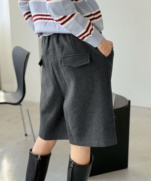 Jewelobe（ジュエローブ）の「ウールタッチタックハーフパンツ（その他パンツ・レディース・グレー/ブラック/ブラウン・FREE）」の7枚目の写真