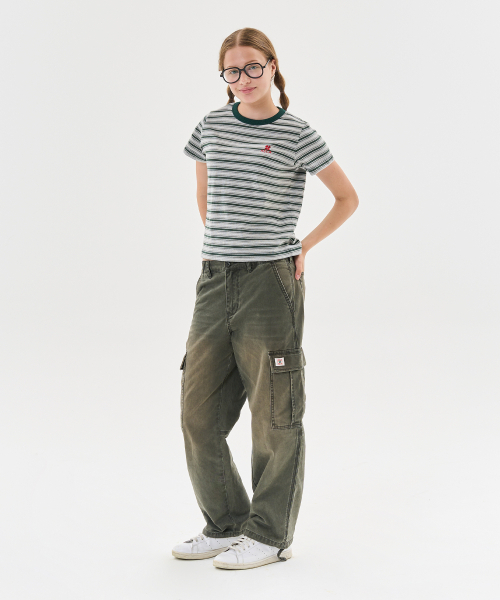 AECA(エイカ)の「STRIPE HALF SLEEVE TEE-GREEN(Tシャツ/カットソー・レディース・その他・MEDIUM/LARGE/X-LARGE/W)」の4枚目の写真