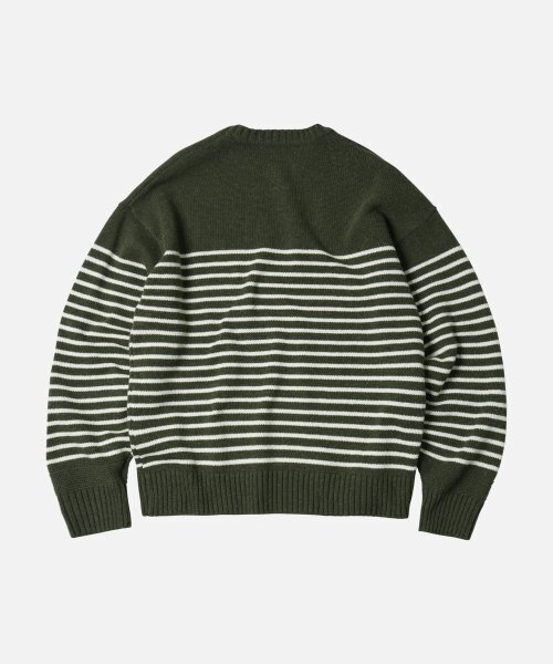 FRIZMWORKS(フリズムワークス)の「WOOL STRIPE RELAX KNIT _ OLIVE(ニット/セーター・レディース・その他・X-LARGE/MEDIUM/LARGE)」の2枚目の写真