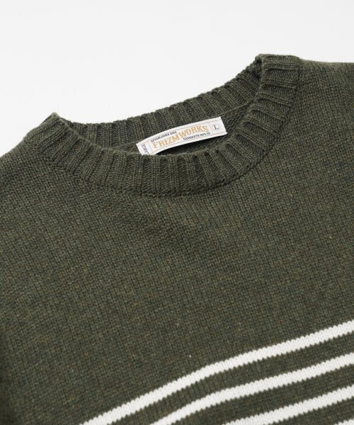FRIZMWORKS(フリズムワークス)の「WOOL STRIPE RELAX KNIT _ OLIVE(ニット/セーター・レディース・その他・X-LARGE/MEDIUM/LARGE)」の3枚目の写真
