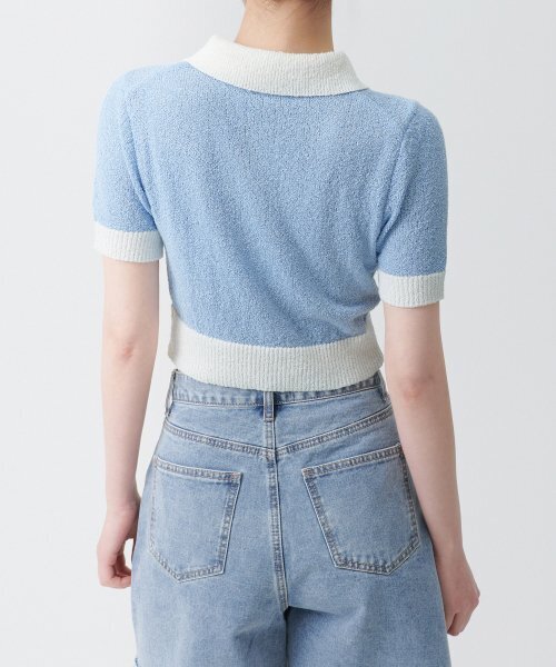 MUSINSA STANDARD WOMAN（ムシンサスタンダードウーマン）の「ウィメンズブークルニットポロシャツ[スカイブルー]（ニット/セーター・レディース・その他・SMALL/MEDIUM/LARGE/X-SMALL）」の3枚目の写真
