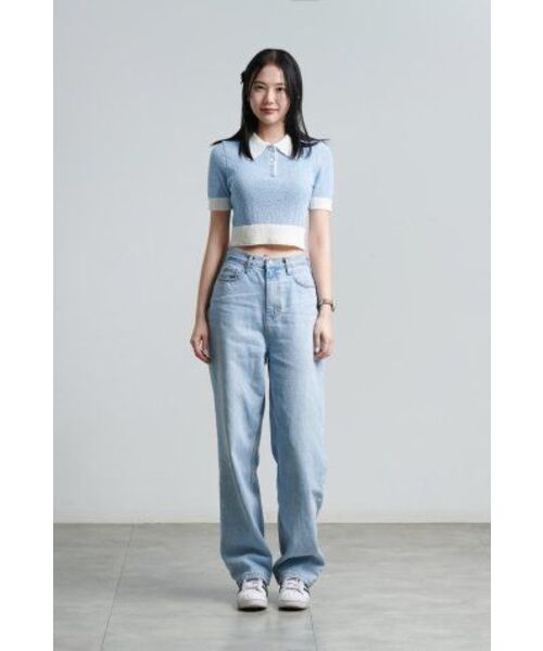 MUSINSA STANDARD WOMAN（ムシンサスタンダードウーマン）の「ウィメンズブークルニットポロシャツ[スカイブルー]（ニット/セーター・レディース・その他・SMALL/MEDIUM/LARGE/X-SMALL）」の10枚目の写真