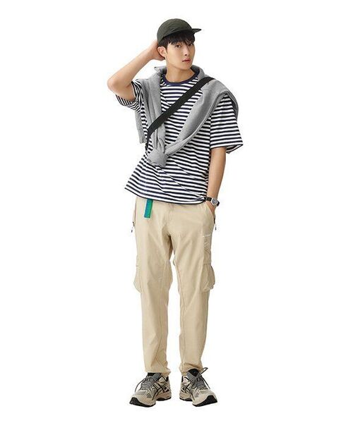 MUSINSA STANDARD（ムシンサスタンダード）の「ストライプリラックスクルーネックTシャツ[ネイビー]（Tシャツ/カットソー・メンズ・その他・SMALL/MEDIUM/LARGE/X-LARGE/XX-LARGE/XXX-LARGE）」の7枚目の写真