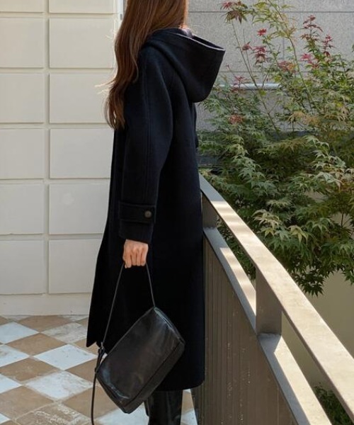 semplice(センプリチェ)の「ハードルネック & ロング丈デザインのコート(その他アウター・レディース・オフホワイト/ネイビー/ブラウン・F)」の14枚目の写真