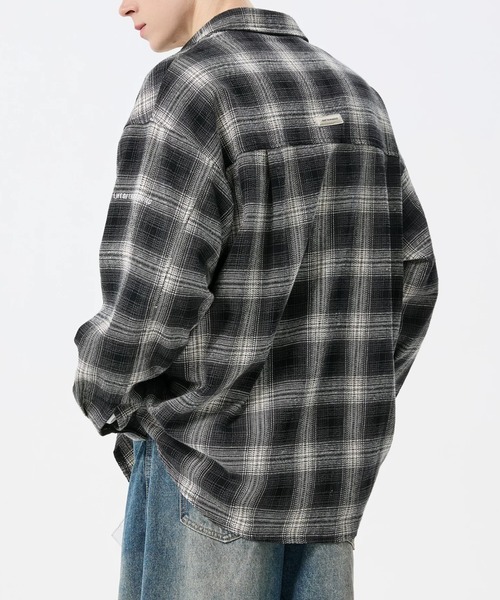 ARULE（アルール）の「A'GEM/9 × .kom 『ARULE/アルール』Faded Check Damaged Loose Shirt/フェードチェックダメージルーズシャツ（シャツ/ブラウス・メンズ・ブラック・L）」の2枚目の写真
