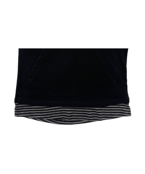 anyonemore（エニワンモア）の「ボーダー配色スナップフードボタンTシャツ（パーカー・レディース・ブラック・FREE）」の20枚目の写真