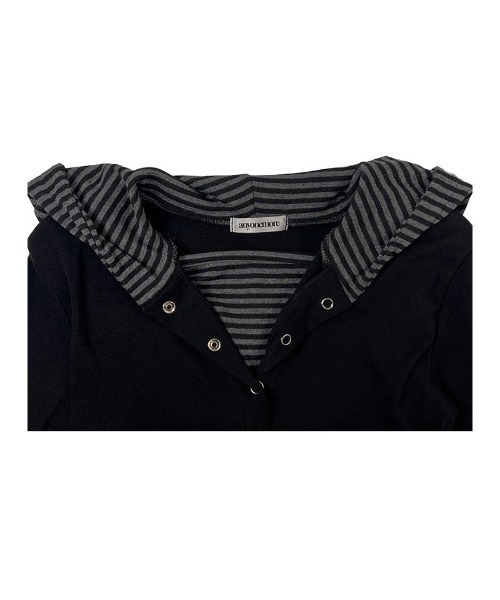 anyonemore（エニワンモア）の「ボーダー配色スナップフードボタンTシャツ（パーカー・レディース・ブラック・FREE）」の19枚目の写真