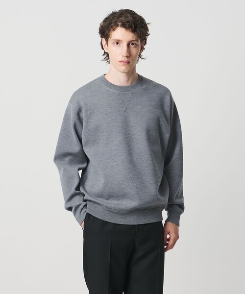 UNITED ARROWS（ユナイテッドアローズ）の「ウール カシミヤ クルーネック スウェットニット（ニット/セーター・メンズ・グレー系/ナチュラル/ブラック/ライラック・S/L/XL/M）」の8枚目の写真