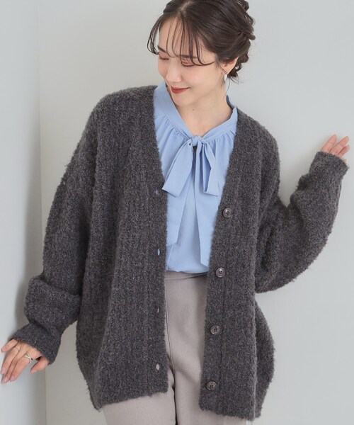 セール】ブークレカラーVネックカーディガン（カーディガン/ボレロ