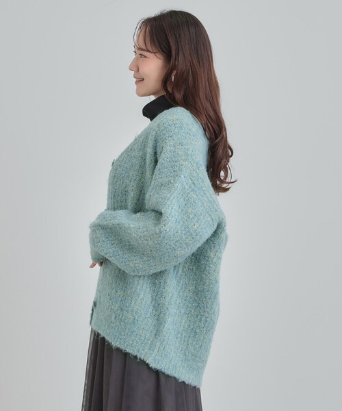 セール】ブークレカラーVネックカーディガン（カーディガン/ボレロ