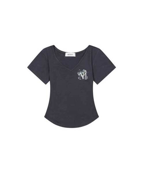 MUCENT（ムセント）の「ベイントハートカモVネック半袖Tシャツ（3カラー）（Tシャツ/カットソー・レディース・ホワイト/ブラック/チャコール・FREE）」の3枚目の写真