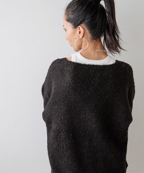 BAYFLOW（ベイフロー）の「【HEREIAM】ループヤーンワッペンロゴニット（ニット/セーター・レディース・ベビーピンク/ブラック/グレー/ライム/アイボリー/チャコール・FREE）」の12枚目の写真