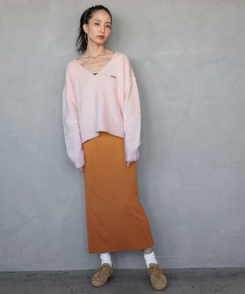 BAYFLOW（ベイフロー）の「【HEREIAM】ループヤーンワッペンロゴニット（ニット/セーター・レディース・ベビーピンク/ブラック/グレー/ライム/アイボリー/チャコール・FREE）」の14枚目の写真