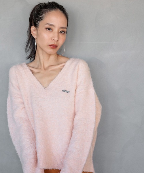 BAYFLOW（ベイフロー）の「【HEREIAM】ループヤーンワッペンロゴニット（ニット/セーター・レディース・ベビーピンク/ブラック/グレー/ライム/アイボリー/チャコール・FREE）」の16枚目の写真