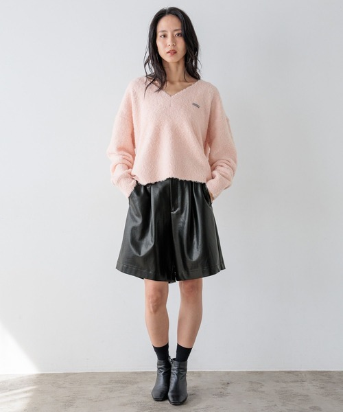 BAYFLOW（ベイフロー）の「【HEREIAM】ループヤーンワッペンロゴニット（ニット/セーター・レディース・ベビーピンク/ブラック/グレー/ライム/アイボリー/チャコール・FREE）」の17枚目の写真