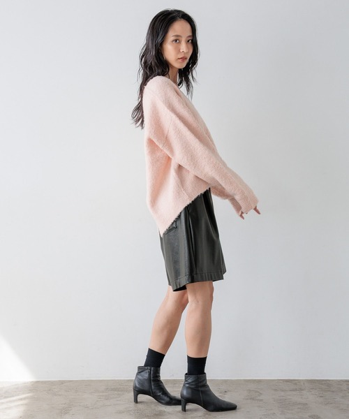 BAYFLOW（ベイフロー）の「【HEREIAM】ループヤーンワッペンロゴニット（ニット/セーター・レディース・ベビーピンク/ブラック/グレー/ライム/アイボリー/チャコール・FREE）」の18枚目の写真