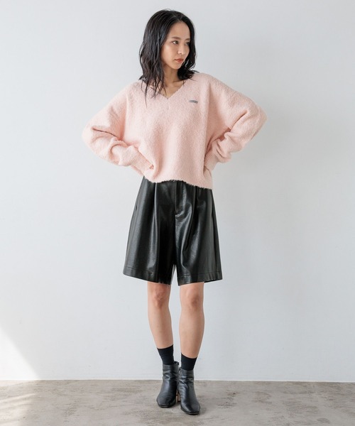 BAYFLOW（ベイフロー）の「【HEREIAM】ループヤーンワッペンロゴニット（ニット/セーター・レディース・ベビーピンク/ブラック/グレー/ライム/アイボリー/チャコール・FREE）」の19枚目の写真