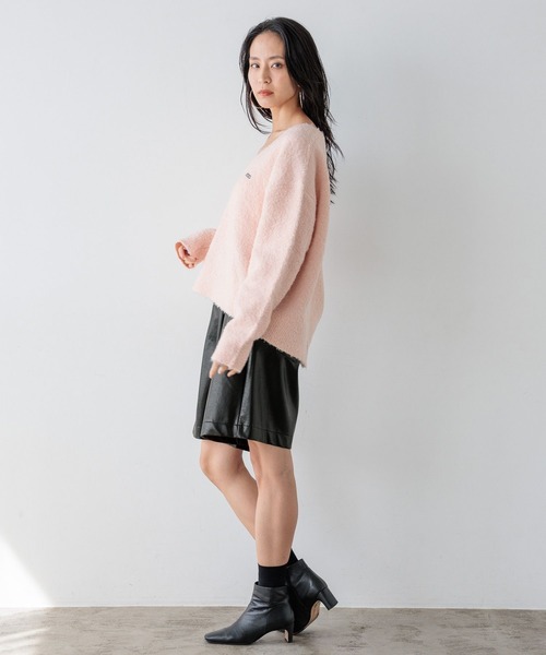 BAYFLOW（ベイフロー）の「【HEREIAM】ループヤーンワッペンロゴニット（ニット/セーター・レディース・ベビーピンク/ブラック/グレー/ライム/アイボリー/チャコール・FREE）」の20枚目の写真