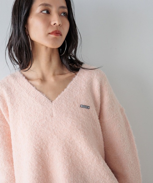 BAYFLOW（ベイフロー）の「【HEREIAM】ループヤーンワッペンロゴニット（ニット/セーター・レディース・ベビーピンク/ブラック/グレー/ライム/アイボリー/チャコール・FREE）」の22枚目の写真